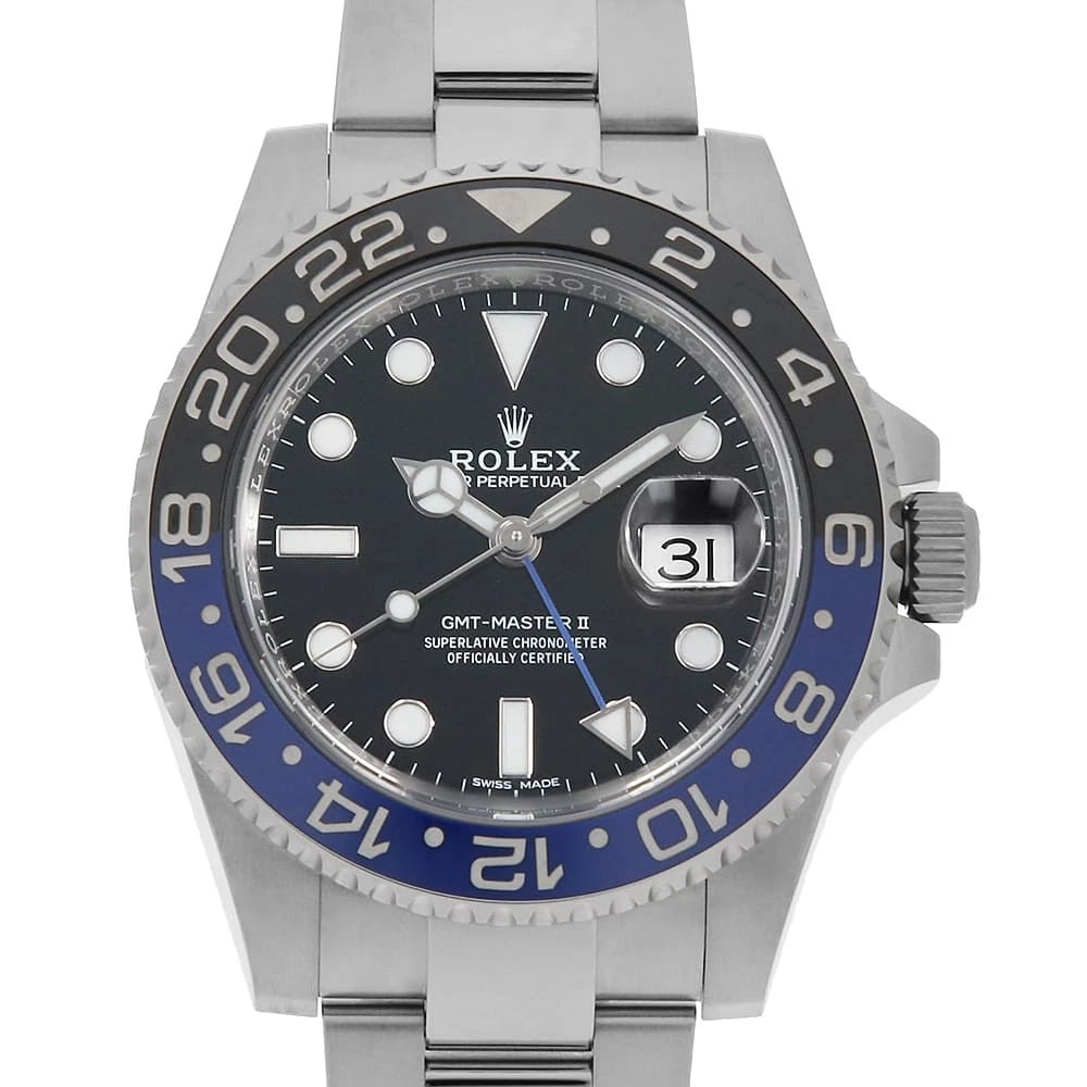 ROLEX GMT MASTER BLACK WATCH: ROLEX GMT Master black Watch Brand: ROLEX Type/Style: Wrist watch Material: Band Material Stainless Steel, Case Material Stainless Steel Color: Dial Color Black Size: Case Size Case:W40mm Circumferenc