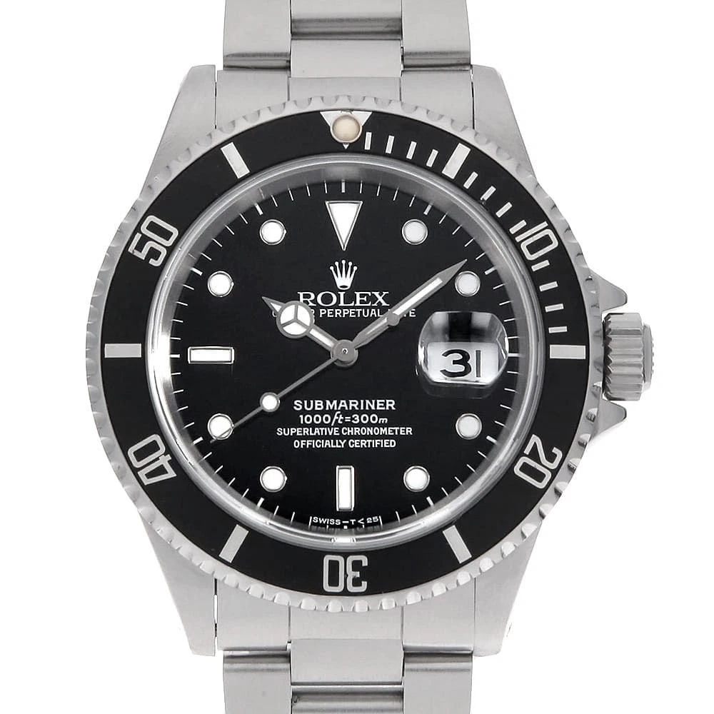 ROLEX SUBMARINER BLACK ALL TRITIUM WATCH: ROLEX SUBMARINER black all tritium Watch Brand: ROLEX Type/Style: Wrist watch Material: Band Material Stainless Steel, Case Material Stainless Steel Color: Dial Color Black Size: Case Size Case:W40mm 