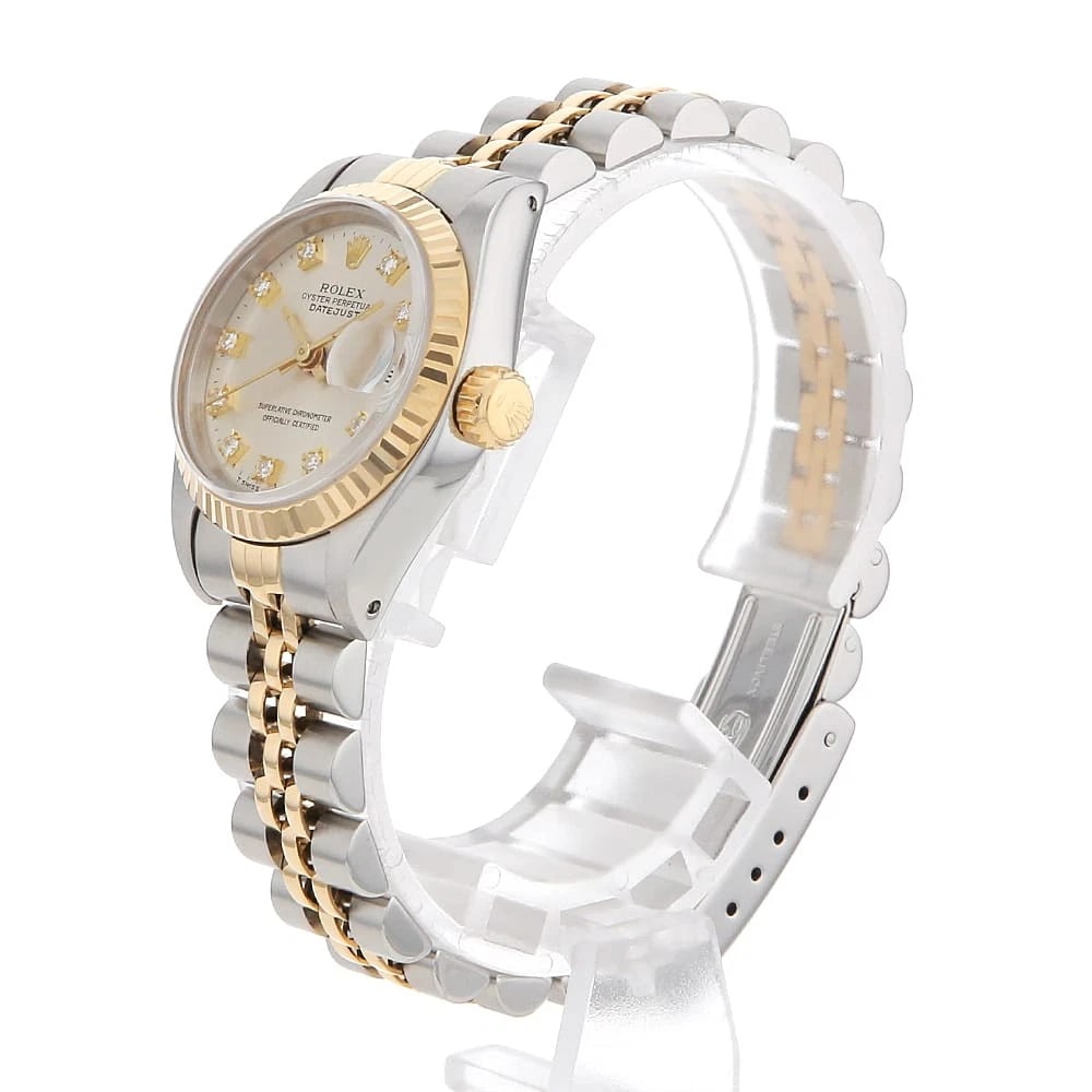 ROLEX DIAMOND SILVER WATCH - 2