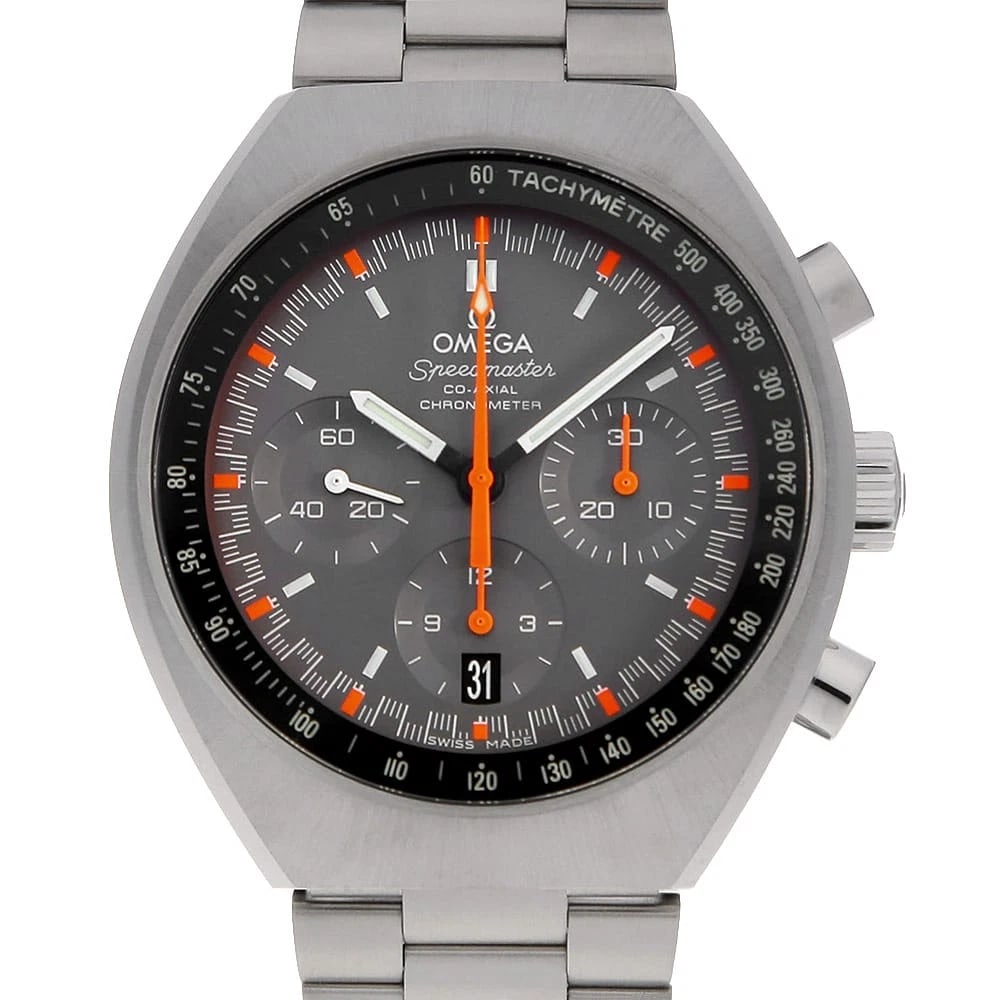 OMEGA SPEEDMASTER MARK WATCH: OMEGA Speedmaster Mark Watch Brand: OMEGA Type/Style: Wrist watch Material: Band Material Stainless Steel, Case Material Stainless Steel Color: Dial Color Gray Size: Case Size Case:W46mm x H42mm Circu