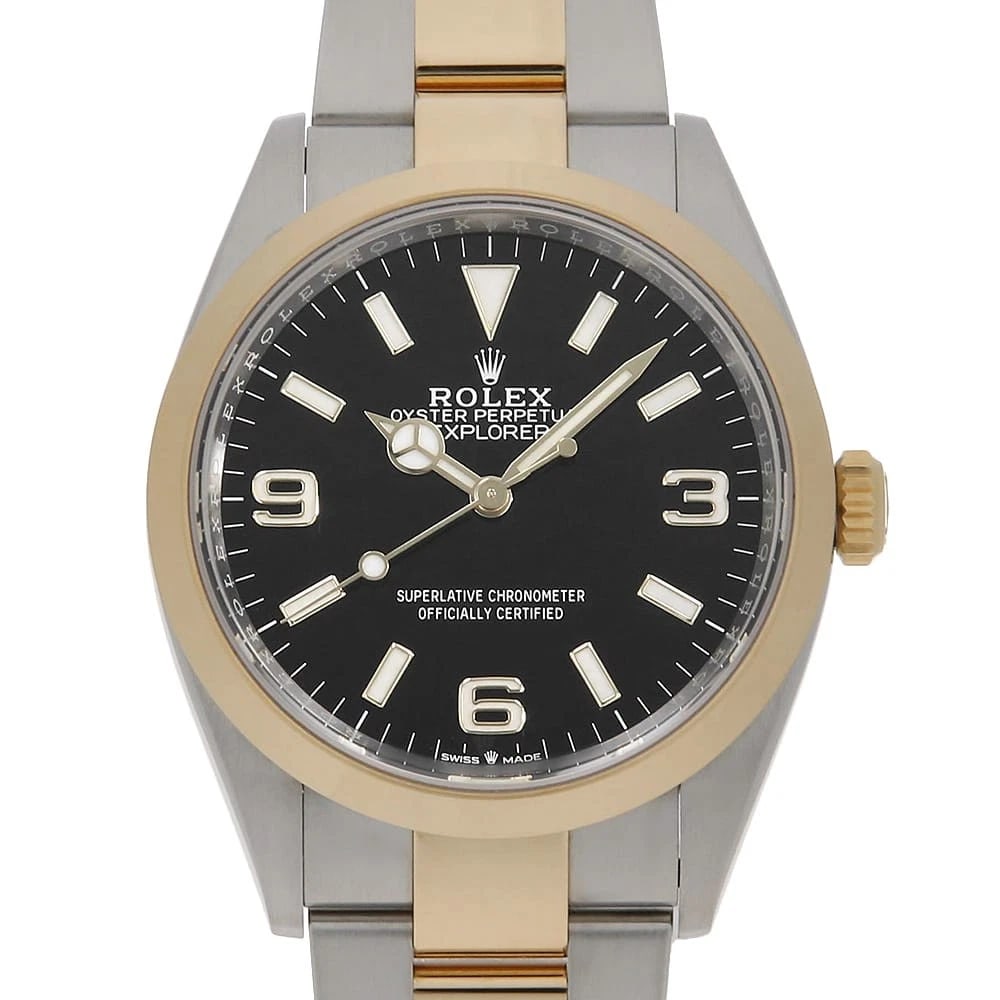 ROLEX EXPLORER BLACK WATCH: ROLEX Explorer black Watch Brand: ROLEX Type/Style: Wrist watch Material: Band Material Stainless Steel/Yellow Gold, Case Material Stainless Steel/Yellow Gold Color: Dial Color Black Size: Case Size C