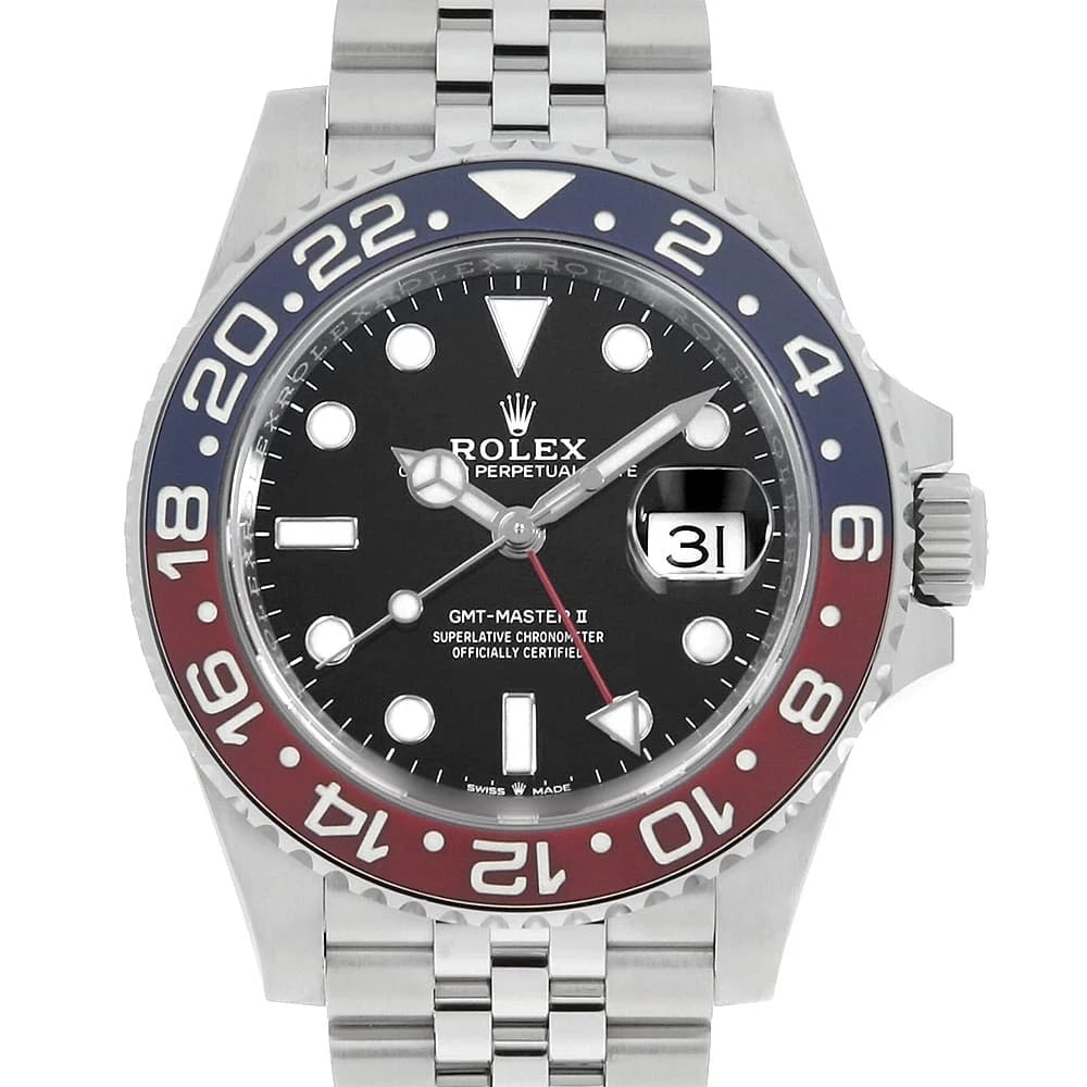 ROLEX GMT MASTER BLACK JUBILEE WATCH: ROLEX GMT Master black jubilee Watch Brand: ROLEX Type/Style: Wrist watch Material: Band Material Stainless Steel, Case Material Stainless Steel Color: Dial Color Black Size: Case Size Case:W40mm Circ