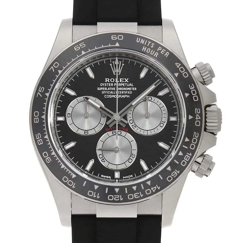 ROLEX COSMOGRAPH DAYTONA BLACK X STEEL WATCH: ROLEX Cosmograph Daytona black x Steel Watch Brand: ROLEX Type/Style: Wrist watch Material: Band Material rubber, Case Material White gold Color: Dial Color Black Size: Case Size Case:W40mm Circumfere