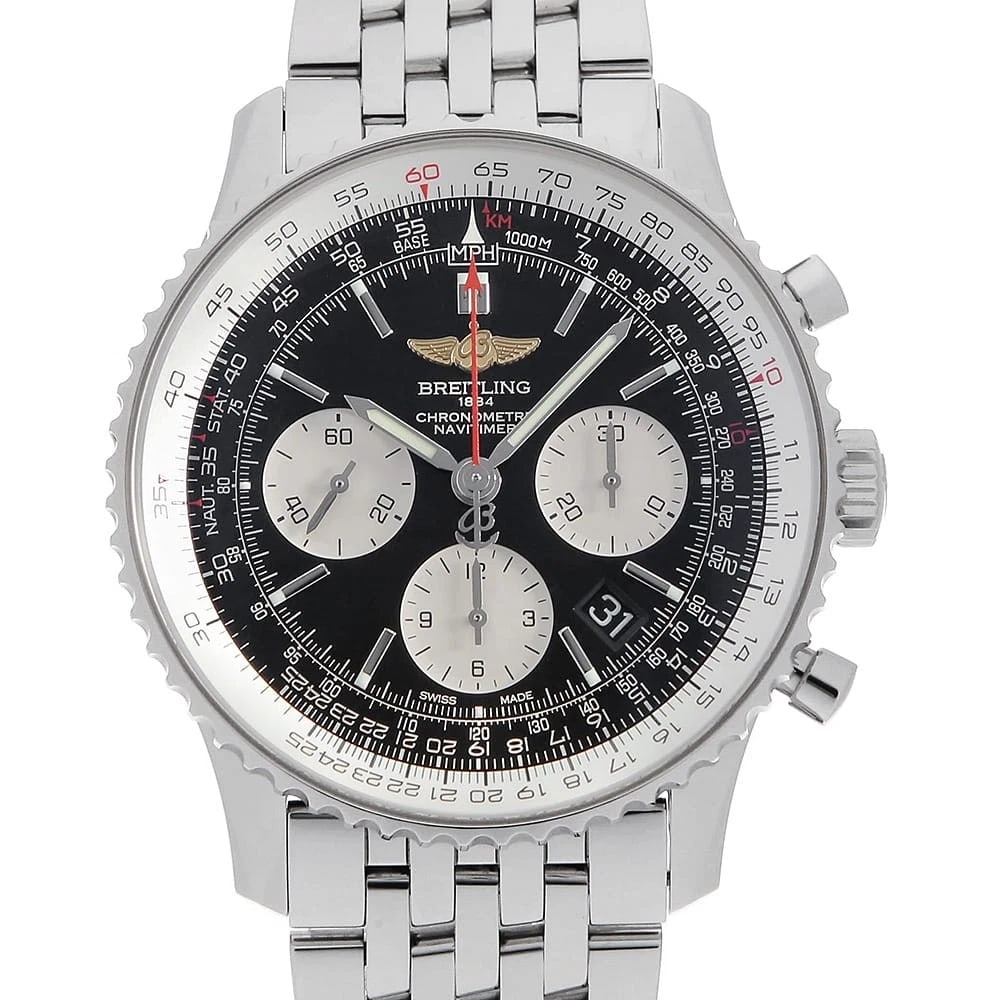 BREITLING NAVITIMER CHRONOGRAPH 43 SPECIAL WATCH: BREITLING Navitimer Chronograph 43 Special Watch Brand: BREITLING Type/Style: Wrist watch Material: Band Material Stainless Steel, Case Material Stainless Steel Color: Dial Color Black Size: Case Size