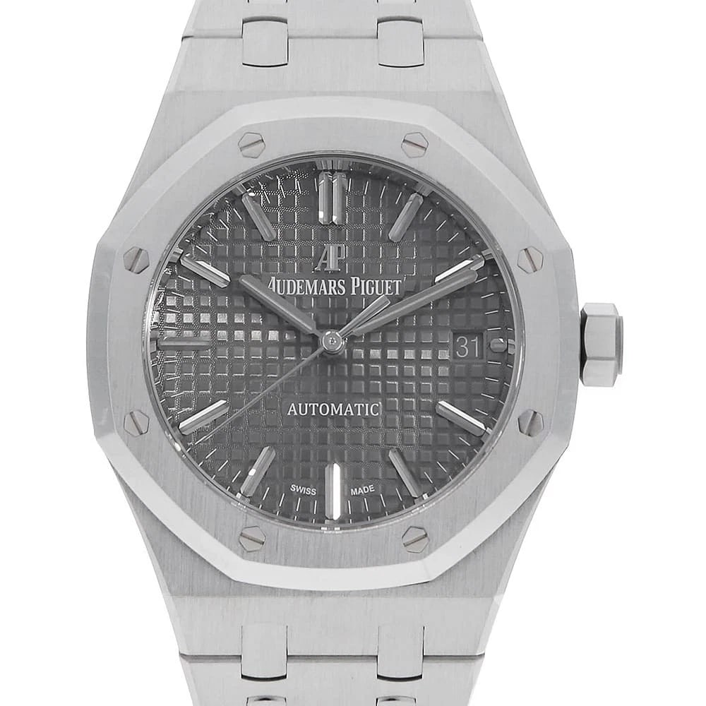 AUDEMARS PIGUET ROYAL OAK AUTOMATIC WATCH: AUDEMARS PIGUET Royal Oak Automatic Watch Brand: AUDEMARS PIGUET Type/Style: Wrist watch Material: Band Material Stainless Steel, Case Material Stainless Steel Color: Dial Color Gray Size: Case Size