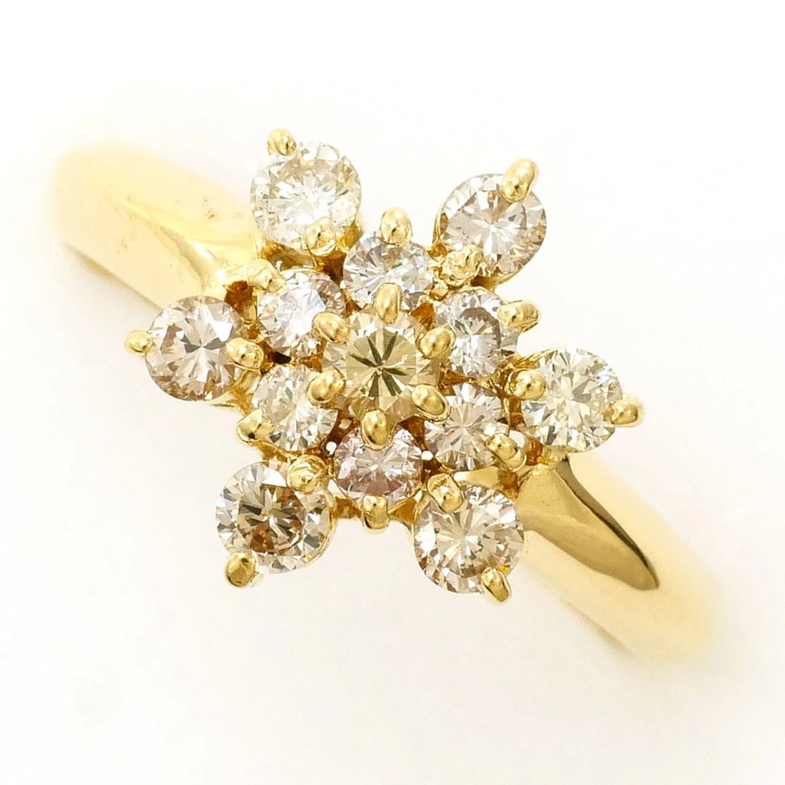 18K YELLOW GOLD RING WITH BROWN DIAMOND: 18K Yellow Gold Ring with Brown Diamond Brand: Unbranded Type/Style: Band ring Material: Yellow gold (18K), Main Stone natural Color: YG Size: US4.5 Accessories: None Accessories Notice: When