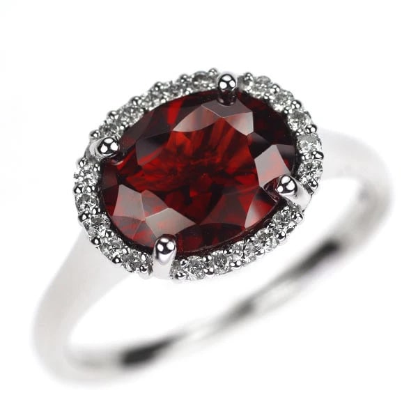 K18WG PYROPE SPESSARTITE GARNET DIAMOND RING: K18WG Pyrope Spessartite Garnet Diamond Ring Brand: None Type/Style: ring Material: K18WG, Main Stone Garnet Color: WG Size: 7.5US Accessories: None Accessories Notice: When purchasing pre-owned