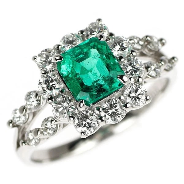 PT900 EMERALD DIAMOND RING: Pt900 emerald diamond ring Brand: None Type/Style: ring Material: Pt900, Main Stone emerald Color: PT Size: 5.5 - 5.75US Accessories: None Accessories Notice: When purchasing pre-owned goo