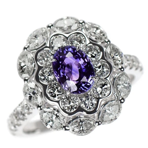 K18WG SAPPHIRE DIAMOND RING: K18WG sapphire diamond ring Brand: None Type/Style: ring Material: K18WG, Main Stone Sapphire Color: WG Size: 6US Accessories: None Accessories Notice: When purchasing pre-owned goods, please refer