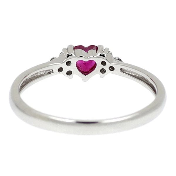 PT900 HEART SHAPE RUBY DIAMOND RING - 2