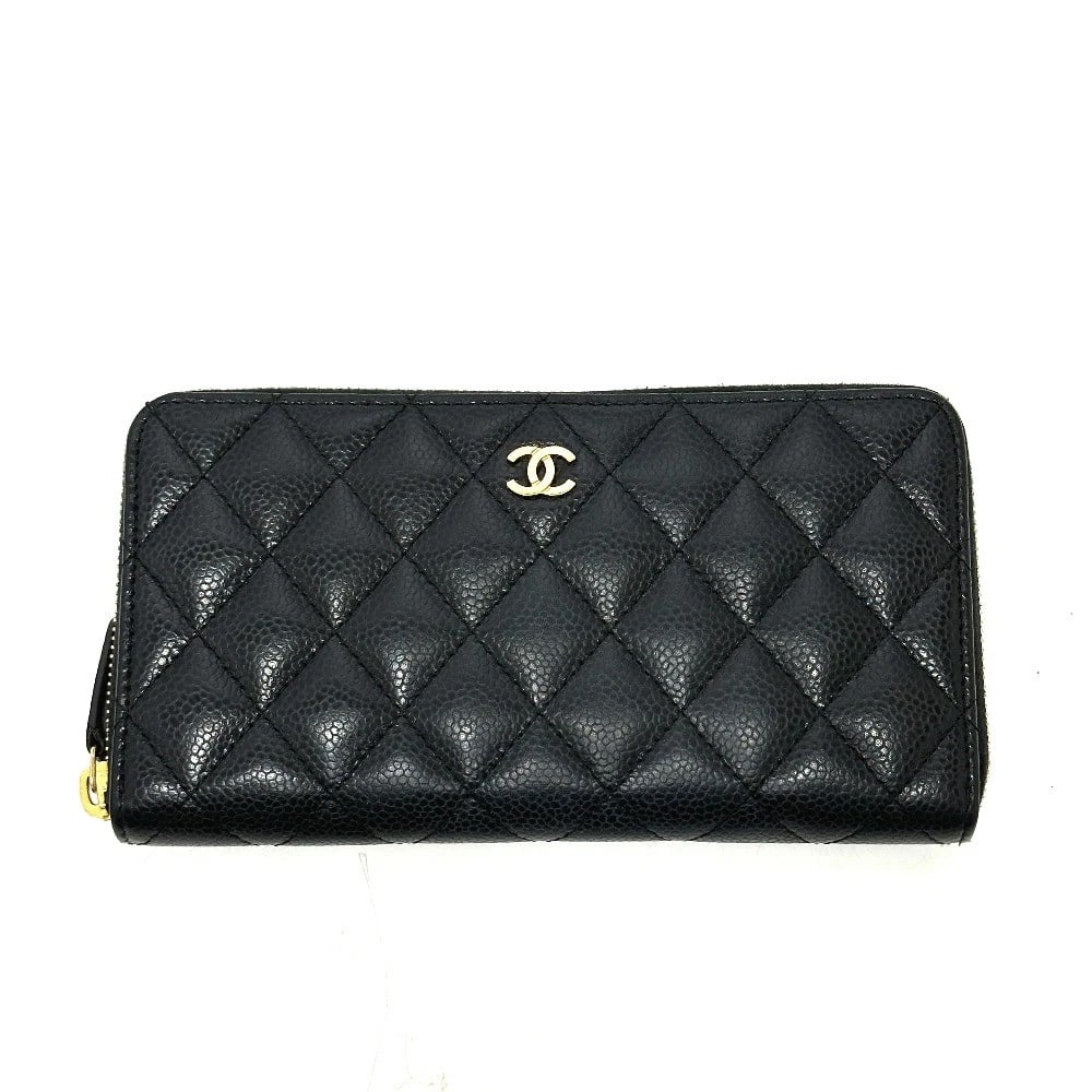 CHANEL MATELASSE LONG WALLET CAVIAR LEATHER BLACK/GOLDHARDWARE: CHANEL Matelasse Long Wallet Caviar Leather Black/GoldHardware Brand: CHANEL Type/Style: Long Wallet Material: Caviar Leather Color: BlackxGoldHardware Size: W7.5?H3.9?D0.8inch / W19cm?H10cm?D2cm