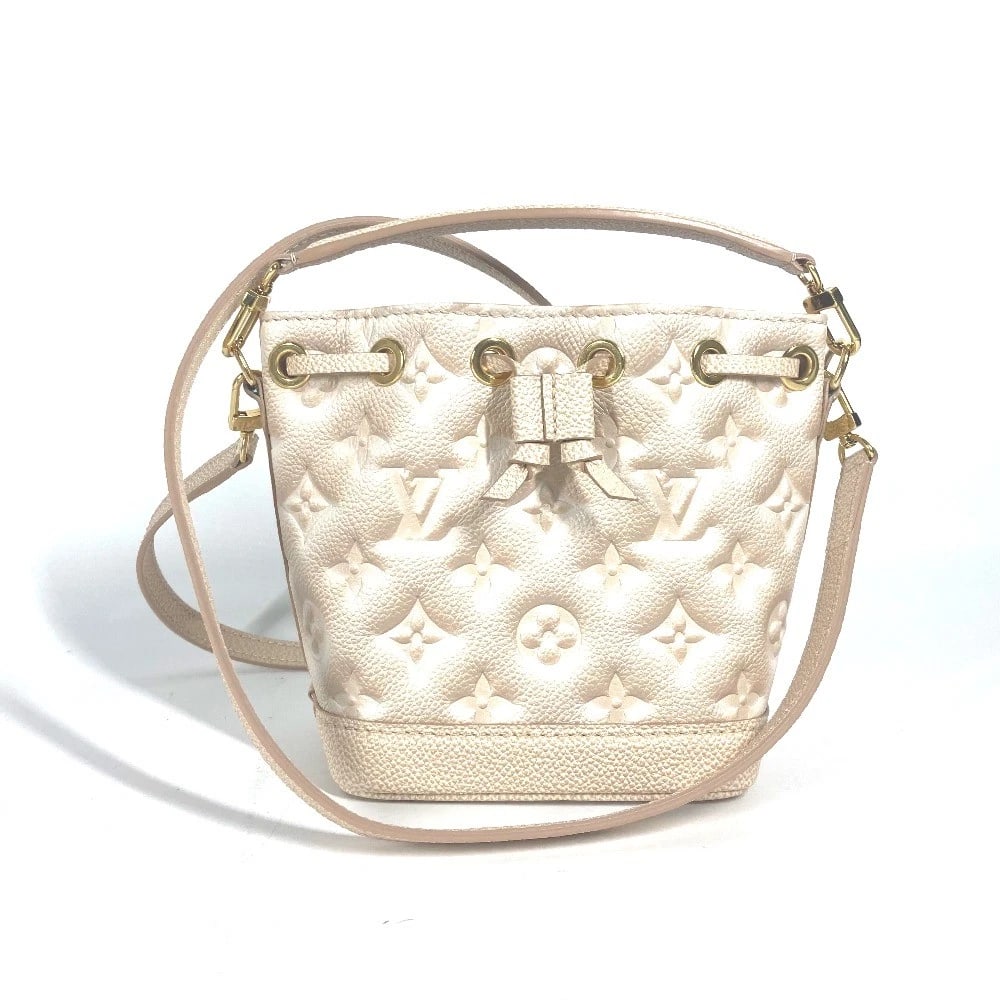 LOUIS VUITTON MONOGRAMEMPREINTE NANONOE 2WAY SHOULDER BAG: LOUIS VUITTON MonogramEmpreinte Nanonoe 2WAY Shoulder Bag Brand: LOUIS VUITTON Type/Style: Shoulder Bag Material: MonogramEmpreinteLeather Color: Beige Size: W4.9?H5.9?D3.9inch / W12.5cm?H15cm?D10cm