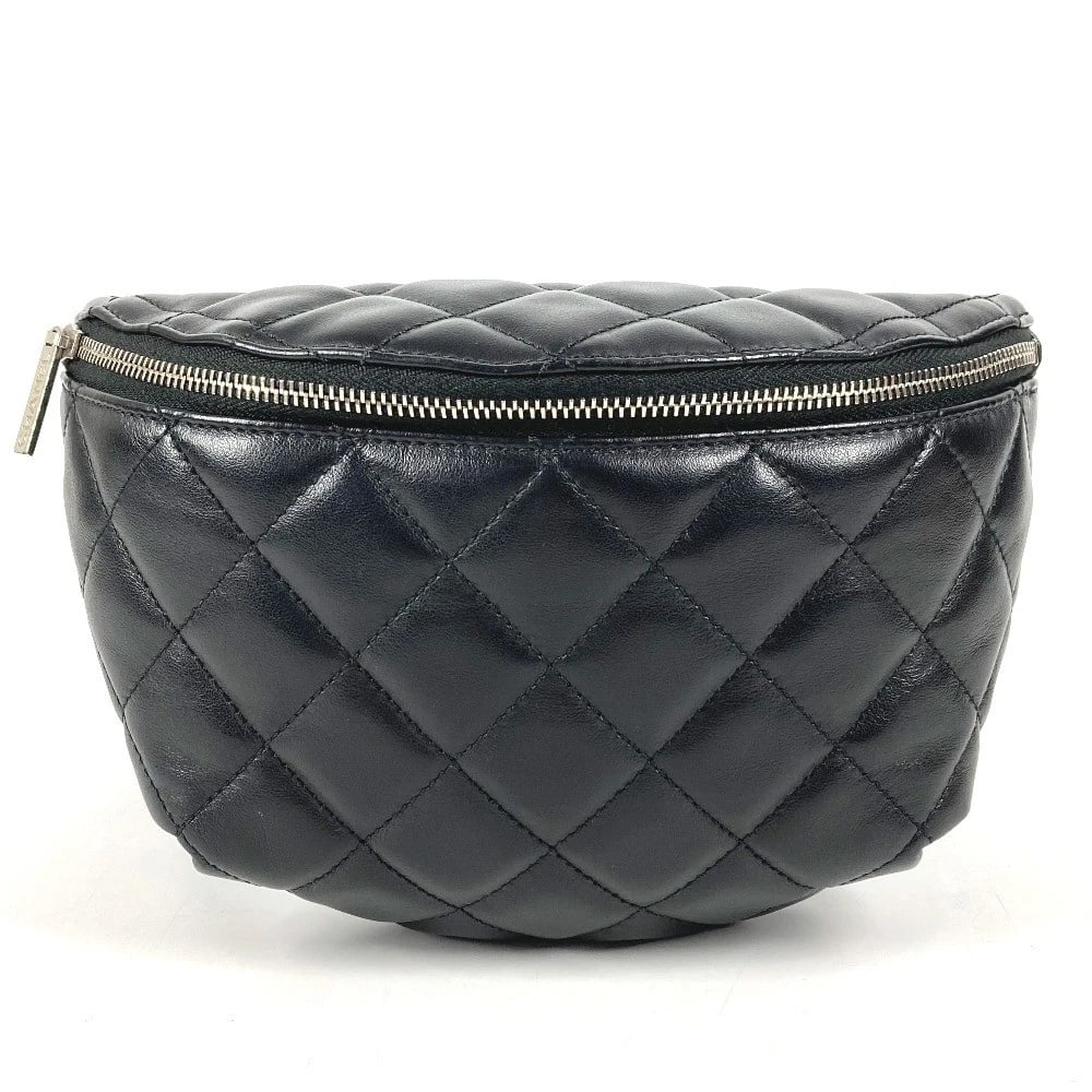CHANEL MATELASSE BELT BAG SHOULDER BAG CROSS WAIST POUCH: CHANEL Matelasse Belt Bag Shoulder Bag Cross Waist Pouch Brand: CHANEL Type/Style: body bag Material: Leather Color: Black Size: W8.3?H5.5inch / W21cm?H14cm Accessories: None Accessories N