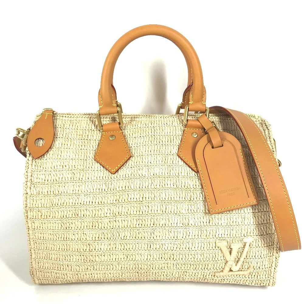 LOUIS VUITTON SPEEDY-BANDOULIERE 30 2WAY SHOULDER HAND BAG: LOUIS VUITTON Speedy-Bandouliere 30 2WAY Shoulder Hand Bag Brand: LOUIS VUITTON Type/Style: Hand Bag Material: Raffia / Leather Color: Natural Beige / Beige Size: W13.4?H8.7?D7.5inch / W34cm?H22cm?D19