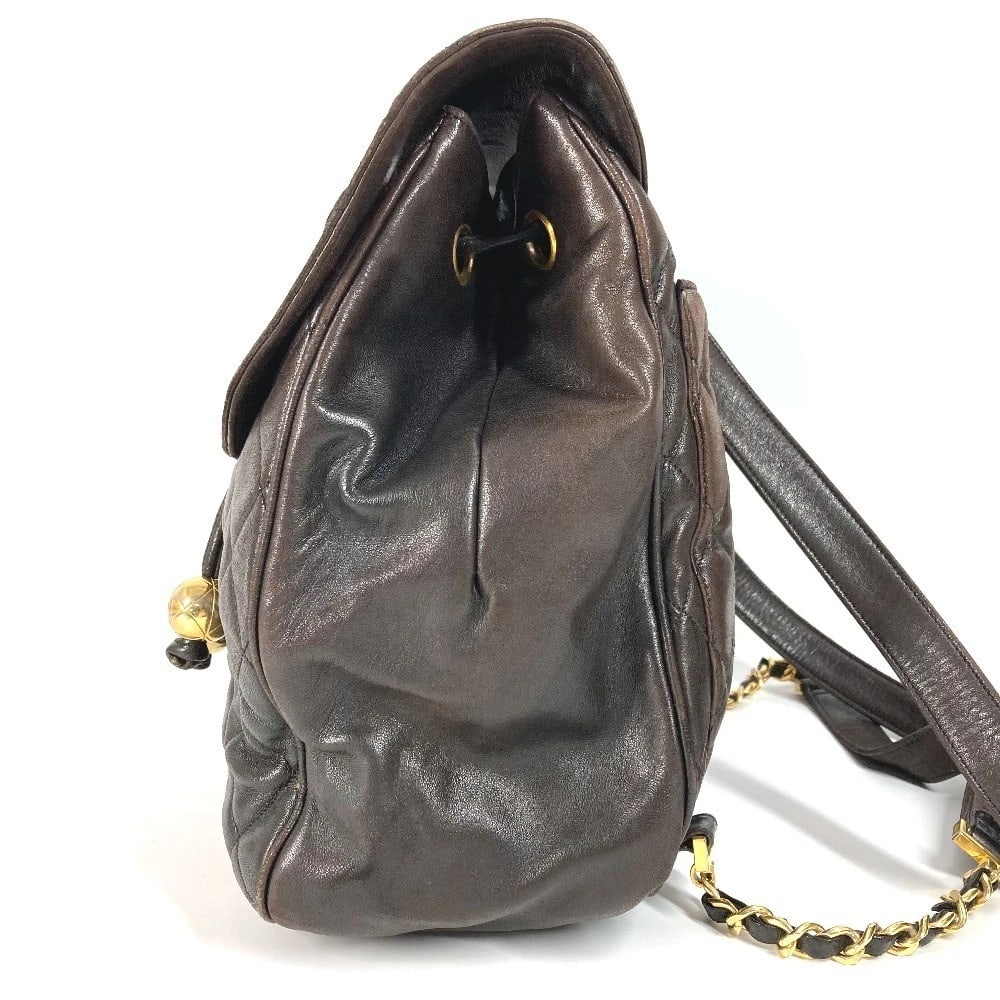 CHANEL DRAWSTRING CHAIN BACKPACK LAMBSKIN BLACK - 3