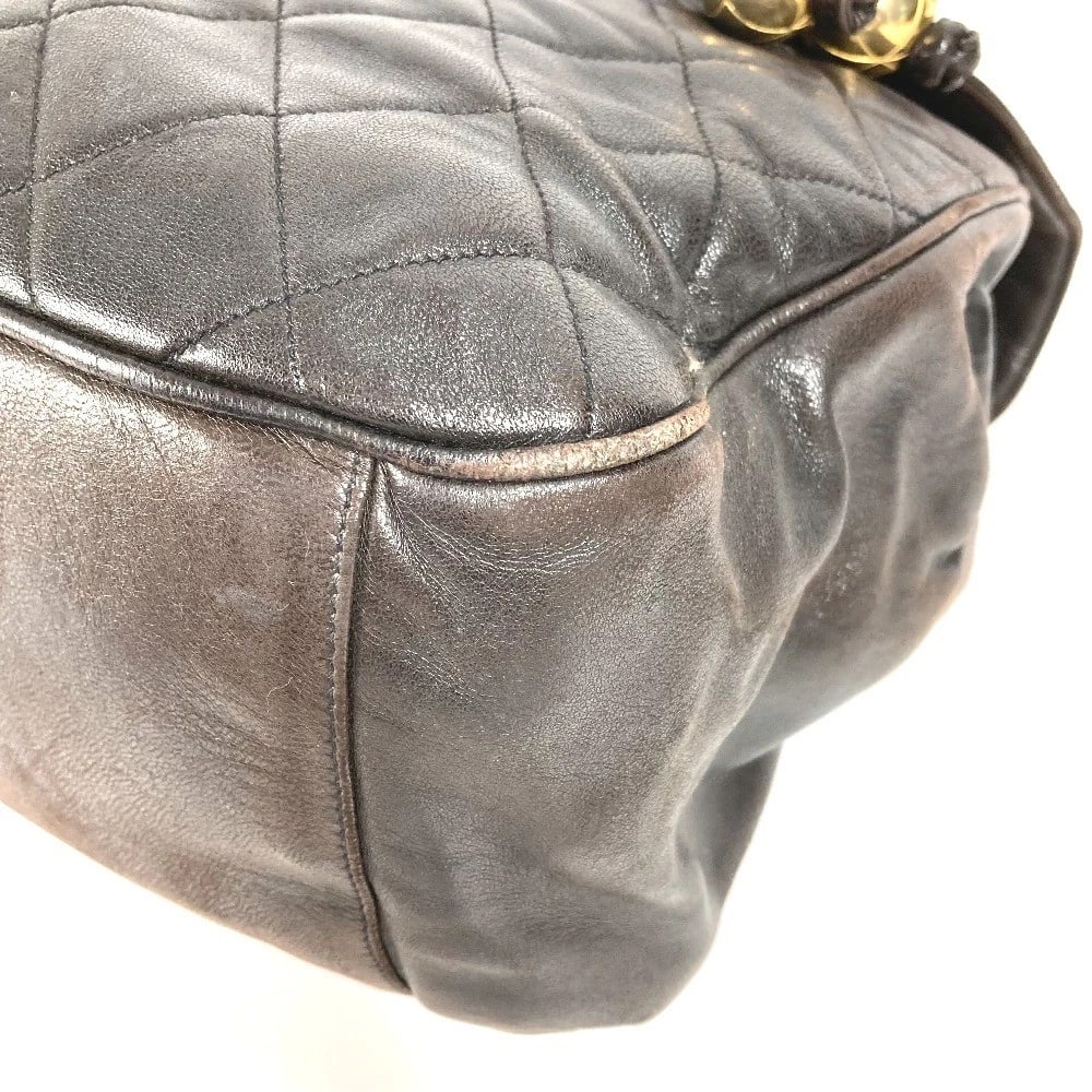 CHANEL DRAWSTRING CHAIN BACKPACK LAMBSKIN BLACK - 6