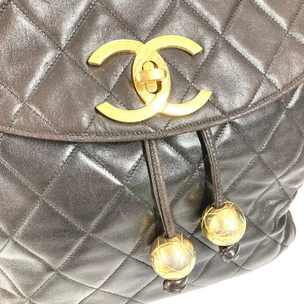 CHANEL DRAWSTRING CHAIN BACKPACK LAMBSKIN BLACK - 9
