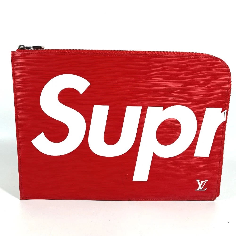 LOUIS VUITTON EPI POCHETTE JULES GM SUPREME CLUTCH BAG: LOUIS VUITTON Epi Pochette Jules GM supreme Clutch bag Brand: Louis Vuitton Type/Style: Clutch bag Material: Epi Leather Color: RedxWhite Size: W13.2?H9.6inch / W33.5cm?H24.5cm Accessories: None <