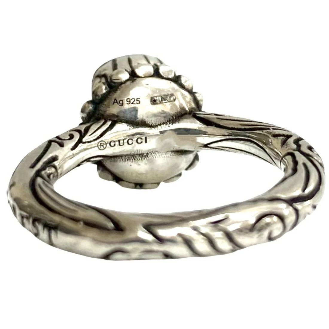 GUCCI ANGER EXCELLENT CONDITION COLLECTIBLE: Gucci Anger Excellent Condition Collectible Brand: Gucci Type/Style: Ring Material: Sterling Silver 925, Color: Silver Size: US 5.75 Accessories: None Accessories Notice: When purchasing p