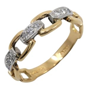 RING K18 YELLOW GOLD/PT900PLATINUM/DIAMOND: Ring K18 yellow gold/Pt900Platinum/diamond Brand: no brand Type/Style: Ring Material: K18 yellow gold, Main Stone Natural Color: Gold Size: 6.0 US Accessories: None Accessories Notice: Whe