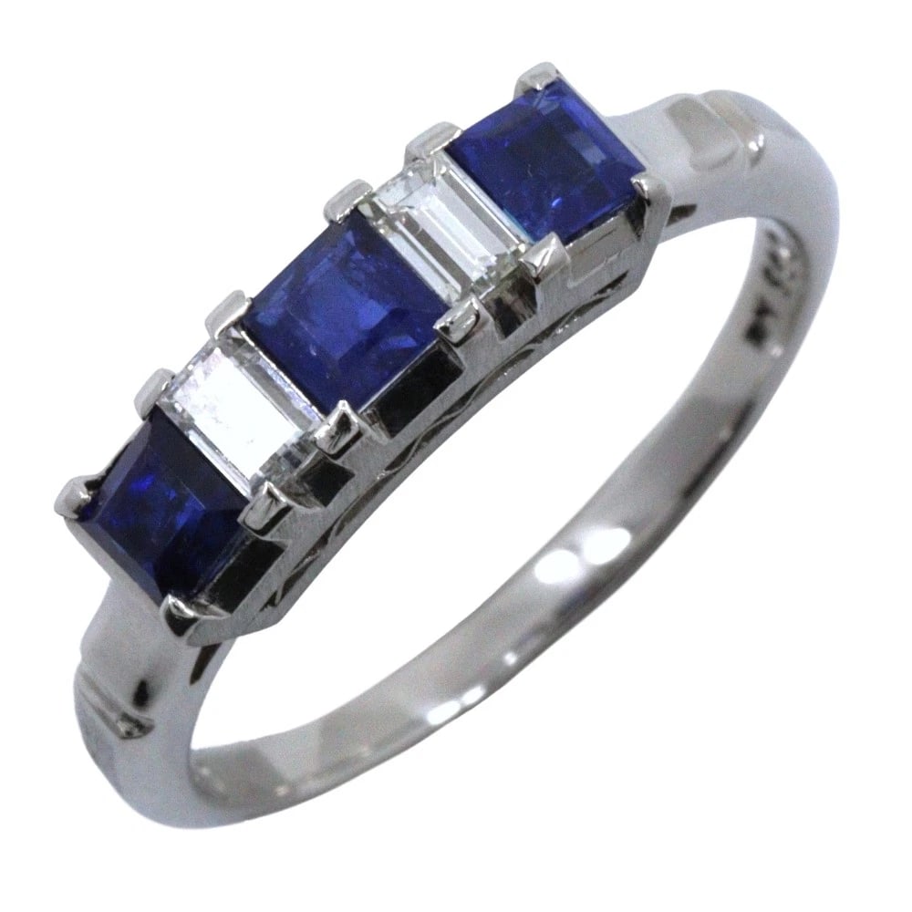 RING PT900PLATINUM/SAPPHIRE/DIAMOND: Ring Pt900Platinum/sapphire/diamond Brand: no brand Type/Style: Ring Material: Pt900Platinum, Main Stone Natural Color: Silver Size: 6.2 US Accessories: None Accessories Notice: When purch