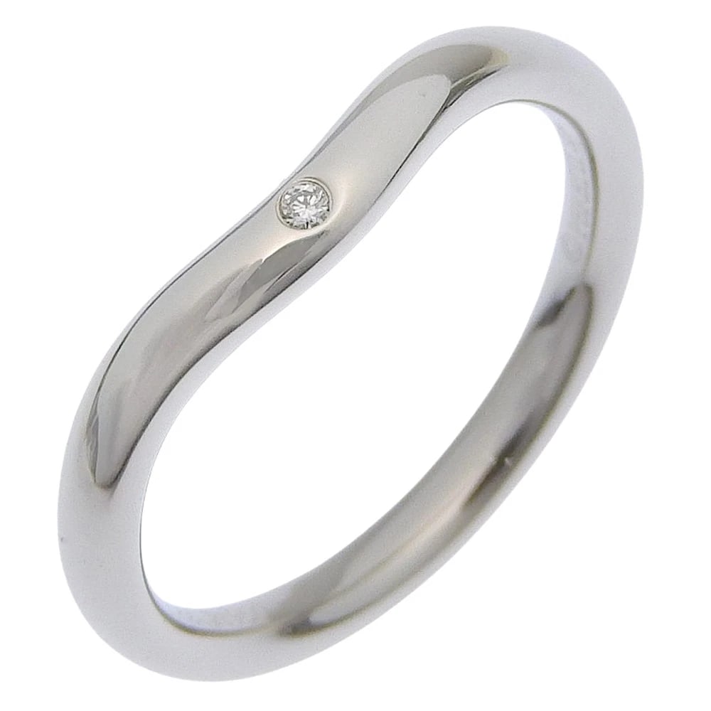 TIFFANY&CO. CURVED BAND RING PT950PLATINUM/DIAMOND: TIFFANY&Co. Curved band Ring Pt950Platinum/diamond Brand: TIFFANY&Co. Type/Style: Ring Material: Pt950Platinum, Main Stone Natural Color: Silver Size: 4.3 US Accessories: None Accessories Notice: