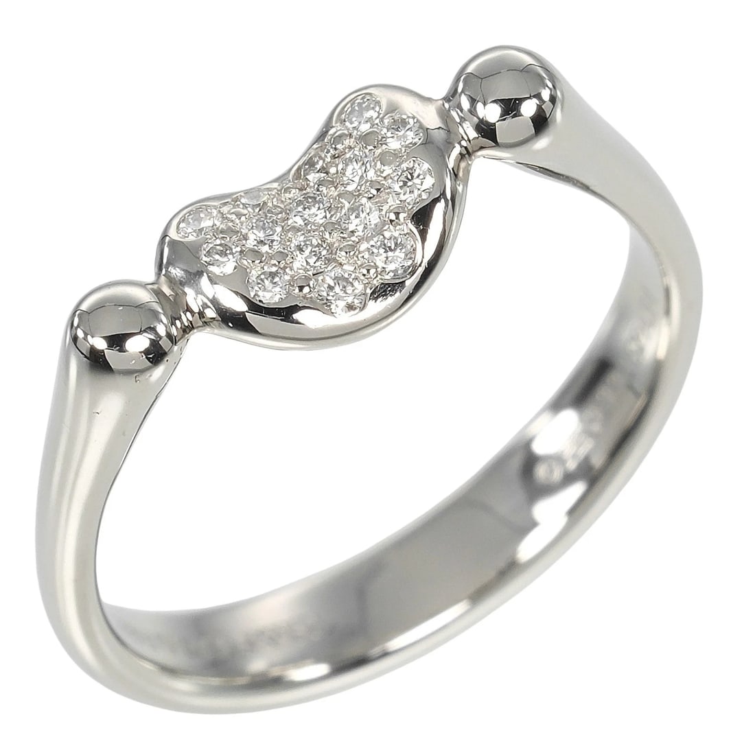 TIFFANY&CO. BEAN RING PT950PLATINUM/PAVE DIAMOND: TIFFANY&Co. Bean Ring Pt950Platinum/Pave diamond Brand: TIFFANY&Co. Type/Style: Ring Material: Pt950Platinum, Main Stone Natural Color: Silver Size: 5.6 US Accessories: None Accessories No