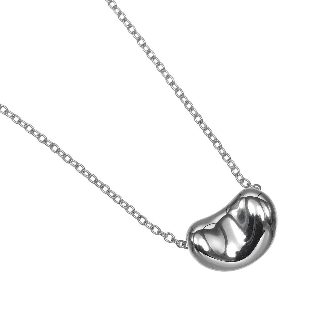 TIFFANY&CO. BEAN NECKLACE PT950PLATINUM: TIFFANY&Co. Bean Necklace Pt950Platinum Brand: TIFFANY&Co. Type/Style: Necklace Material: Pt950Platinum, Color: Silver Size: Neck around?16.0inch Top?W0.4inch x H0.3inch Accessories: None