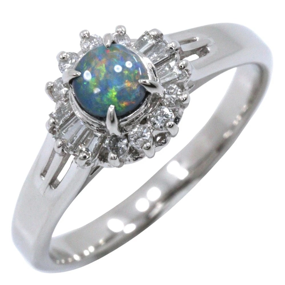 RING PT900PLATINUM/OPAL/DIAMOND: Ring Pt900Platinum/opal/diamond Brand: no brand Type/Style: Ring Material: Pt900Platinum, Main Stone opal/Natural Color: Silver Size: 6.0 US Accessories: None Accessories Notice: When purc