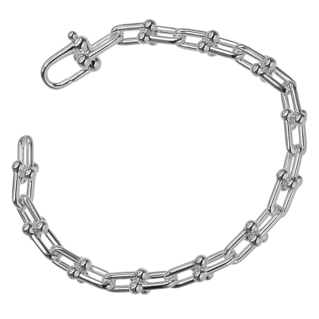 TIFFANY&CO. HARDWARE SMALL LINK BRACELET: TIFFANY&Co. hardware small link Bracelet Brand: TIFFANY&Co. Type/Style: Bracelet Material: Silver925, Color: Silver Size: Inner circumference: 6" Total length: 6.7" Accessories: None Acces