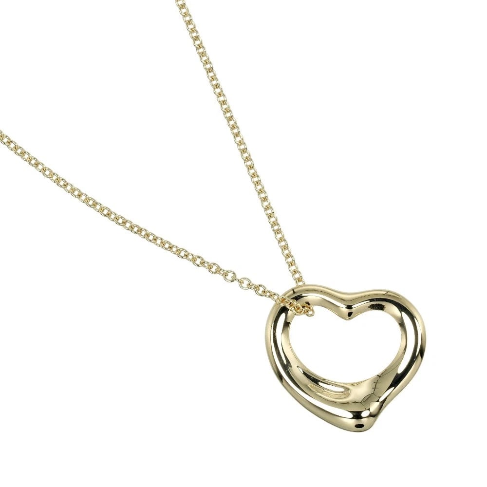 TIFFANY&CO. OPEN HEART NECKLACE: TIFFANY&Co. Open heart Necklace Brand: TIFFANY&Co. Type/Style: Necklace Material: K18 yellow gold, Color: Silver Size: Neck around?15.7inch Top?W0.6inch x H0.6inch Accessories: None Access