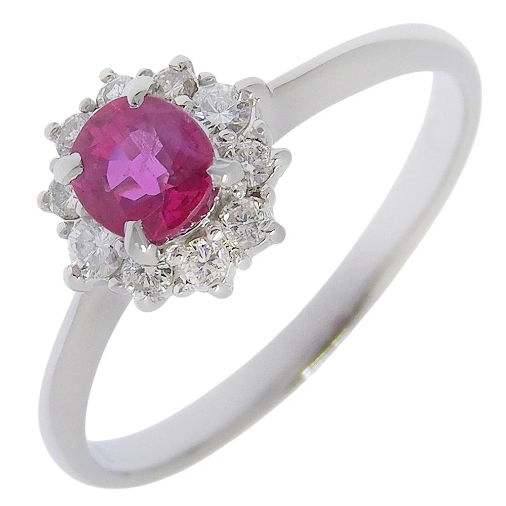 RING PT900PLATINUM/RUBY/DIAMOND: Ring Pt900Platinum/Ruby/diamond Brand: no brand Type/Style: Ring Material: Pt900Platinum, Main Stone Ruby/Natural Color: Silver Size: 8.2 US Accessories: None Accessories Notice: When purc