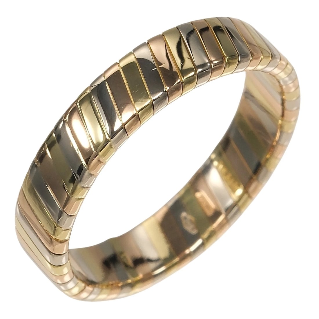 BVLGARI TUBOGAS RING K18 GOLD: BVLGARI Tubogas Ring K18 Gold Brand: BVLGARI Type/Style: Ring Material: K18 Gold (YGxPGxWG), Color: Gold Size: 8.4 US Accessories: None Accessories Notice: When purchasing pre-owned goods,