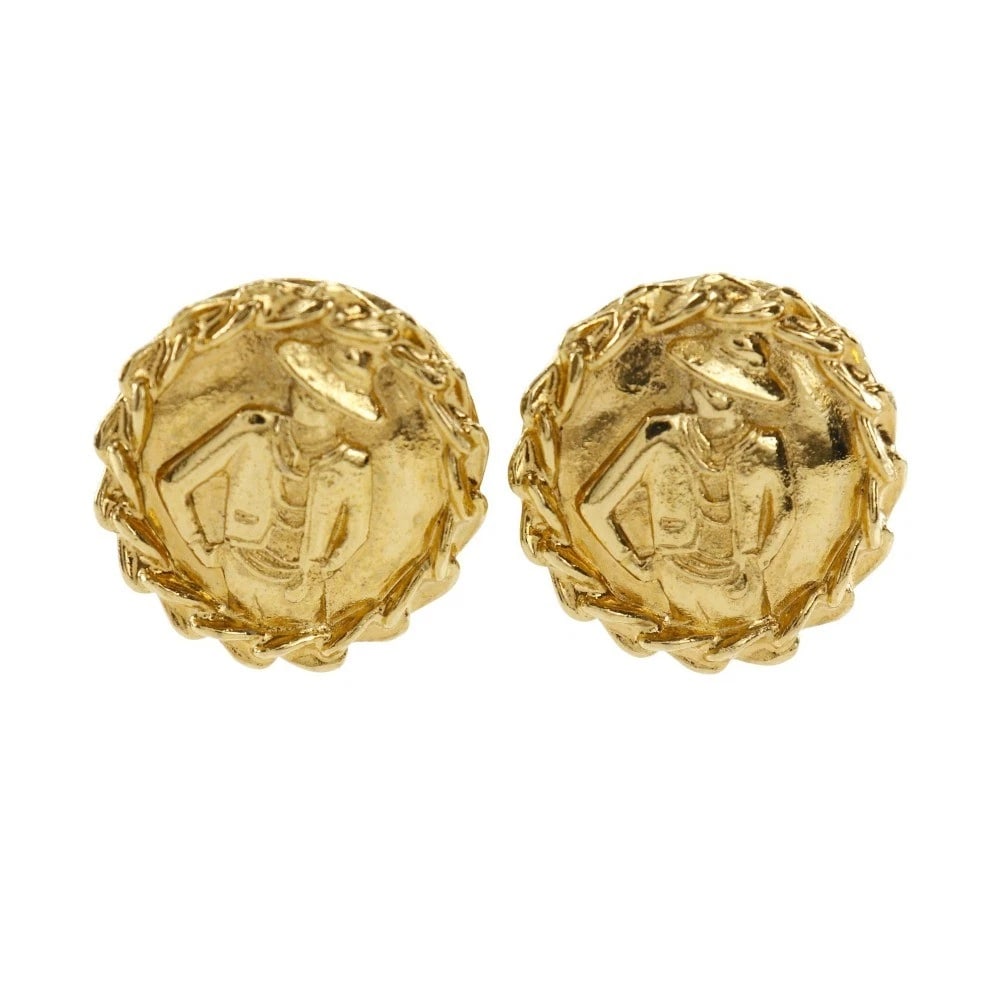 CHANEL COCO MADEMOISELLE EARRING PLATED GOLD: CHANEL Coco Mademoiselle Earring Plated Gold Brand: CHANEL Type/Style: Earring Material: Plated Gold, Color: Gold Size: (CM) 28mm x 27mm Accessories: None Accessories Notice: When purchasi