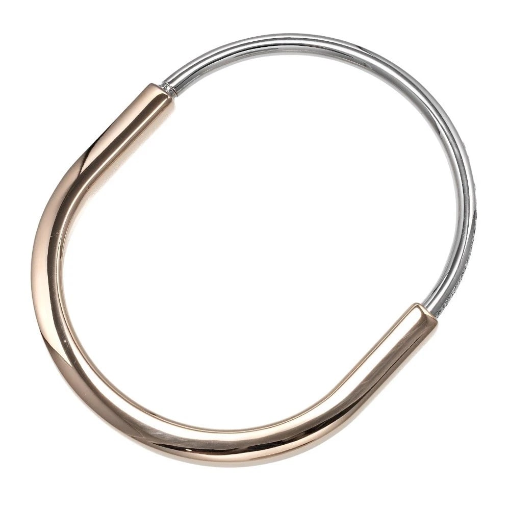 TIFFANY&CO. LOCK BRACELET K18 PINK GOLD/K18 WHITE GOLD/DIAMOND: TIFFANY&Co. Lock Bracelet K18 Pink Gold/K18 white gold/diamond Brand: TIFFANY&Co. Type/Style: Bracelet Material: K18 Pink Gold, Color: Gold Size: inner circumference: 7.7" Band width (PG part): 0.2" B