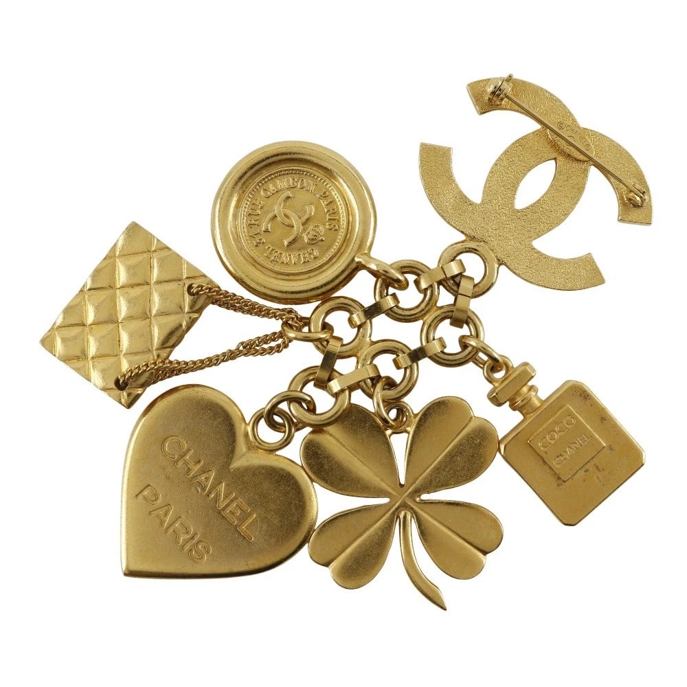 CHANEL ICON CHARM BROOCH COCO MARK PLATED GOLD: CHANEL Icon charm Brooch COCO Mark Plated Gold Brand: CHANEL Type/Style: Brooch Material: Plated Gold, Color: Gold Size: (CM) 105mm x 80mm Accessories: None Accessories Notice: When purcha