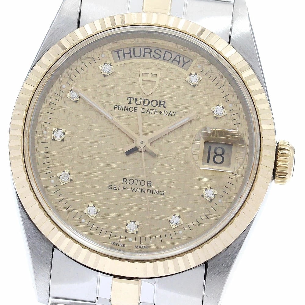TUDOR PRINCE DATE-DAY DIAMOND YELLOW GOLD BEZEL AUTOMATIC WATCH: Tudor Prince Date-Day Diamond Yellow Gold Bezel Automatic Watch Brand: TUDOR Type/Style: Wristwatch Material: Stainless Steel + Yellow Gold Bezel Color: gold Size: Case size: 36mm Wrist size: Approx.