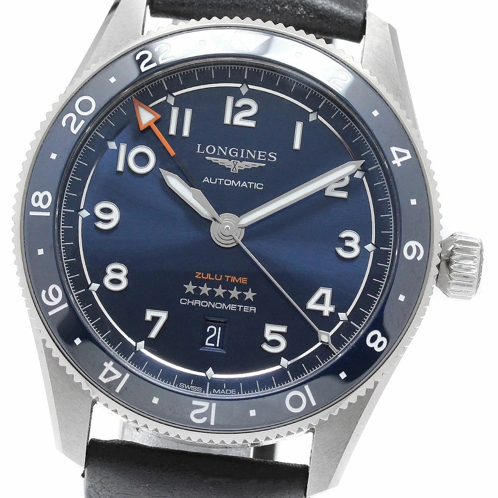 LONGINES SPIRIT ZULU TIME GMT AUTOMATIC WATCH: Longines Spirit Zulu Time Gmt Automatic Watch Brand: LONGINES Type/Style: Wristwatch Material: Stainless Steel Color: Blue dial Size: Case size: 42mm Wrist size: Approx. 19.5cm Accessories: None <