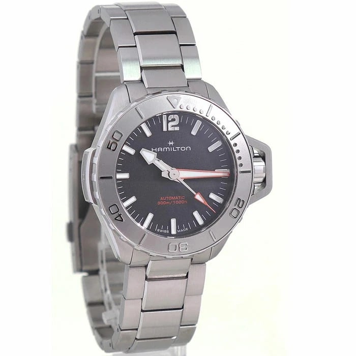 HAMILTON KHAKI NAVY OPEN WATER AUTOMATIC BLACK WATCH: Hamilton Khaki Navy Open Water Automatic Black Watch Brand: HAMILTON Type/Style: Wristwatch Material: Stainless Steel Color: Black dial Size: Case size: 41mm Wrist size: 21cm Accessories: None