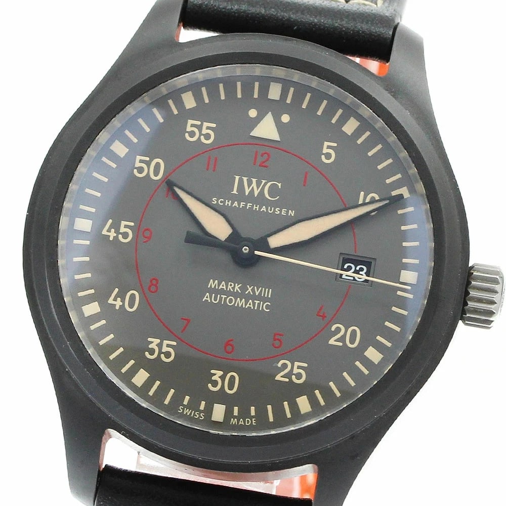 IWC SCHAFFHAUSEN PILOT MARK TOP GUN MIRAMAR AUTOMATIC WATCH: Iwc Schaffhausen Pilot Mark Top Gun Miramar Automatic Watch Brand: IWC Type/Style: Wristwatch Material: Ceramic/Leather Color: Black dial Size: Case size: 41mm Wrist size: Approx. 20cm Accessories