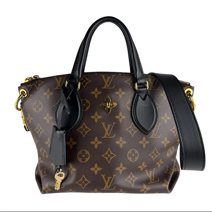 LOUIS VUITTON MONOGRAM FLOWER TOTE PM HANDBAG SHOULDER BAG: LOUIS VUITTON Monogram Flower Tote PM Handbag Shoulder Bag Brand: LOUIS VUITTON Type/Style: Handbag Material: Monogram Canvas x Leather Color: Brown / Black Size: Size [inch] W:11.0inx H:7.5inx D:4.7i