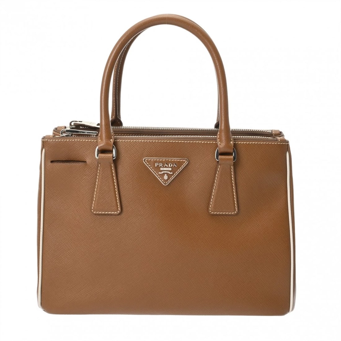 PRADA GALLERIA MEDIUM BAG 2WAY SAFIANO LEATHER BROWN HANDBAG: PRADA Galleria Medium Bag 2WAY Safiano leather Brown Handbag Brand: PRADA Type/Style: Handbag Material: Safiano leather Color: Brown ? SilverMetal Size: H:about 7.9inch W:about 11.2inch (Bottom) D:abo