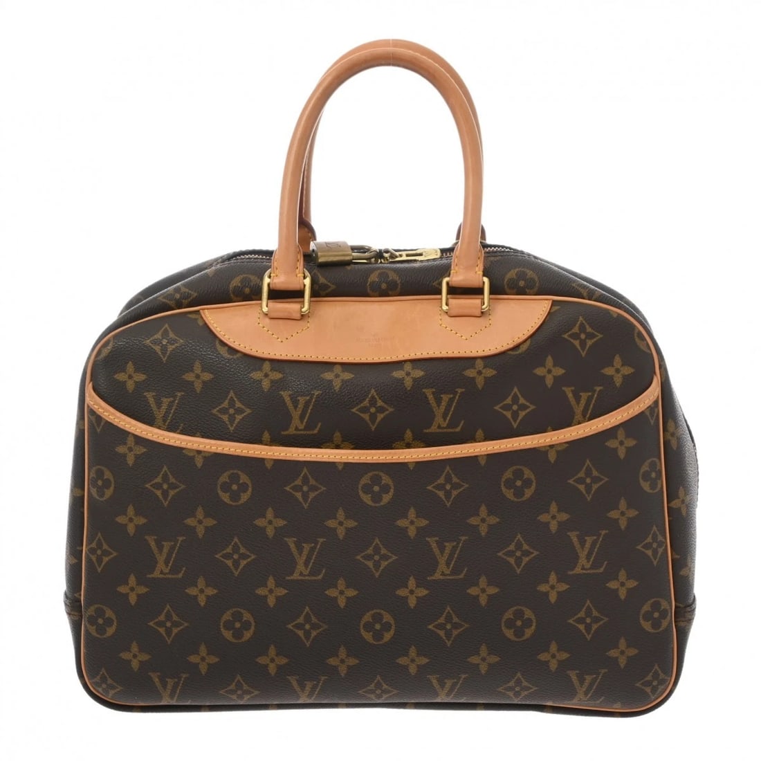 LOUIS VUITTON DEAUVILLE MONOGRAM CANVAS BROWN HANDBAG: LOUIS VUITTON Deauville Monogram canvas Brown Handbag Brand: LOUIS VUITTON Type/Style: Handbag Material: Monogram canvas Color: Brown Size: H:about 10.2inch (Center) W:about 13.4inch (Bottom) D:about 