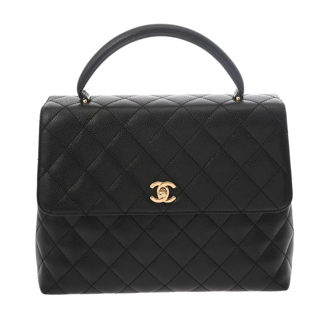 CHANEL HANDBAG MATRASSE CAVIARSKIN BLACK HANDBAG: CHANEL Handbag Matrasse Caviarskin black Handbag Brand: CHANEL Type/Style: Handbag Material: Caviarskin Color: black ? Gold Metal Size: H:about 9.3inch W:about 12.2inch (maximum) D:about 4.5inch A
