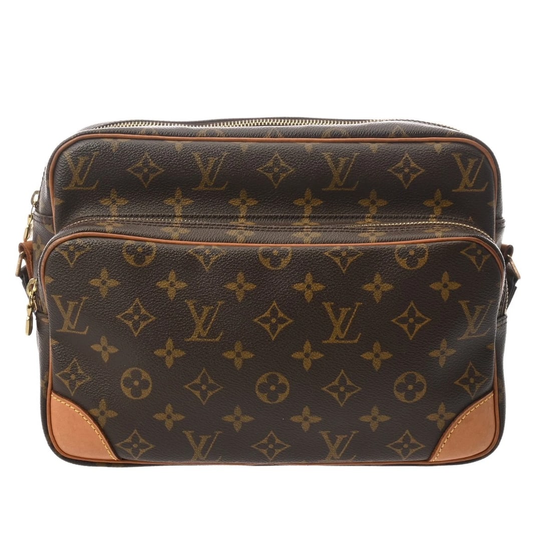 LOUIS VUITTON NILE MONOGRAM CANVAS BROWN SHOULDER BAG: LOUIS VUITTON Nile Monogram canvas Brown Shoulder Bag Brand: LOUIS VUITTON Type/Style: Shoulder Bag Material: Monogram canvas Color: Brown ? Gold Metal Size: H:about 7.7inch W:about 10.8inch D:about 1