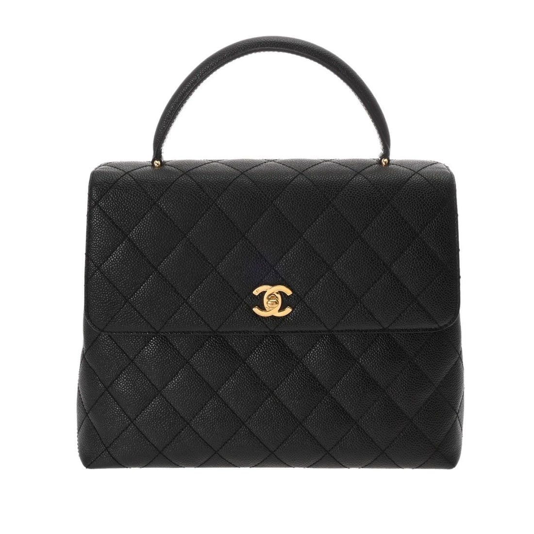 CHANEL HANDBAG MATRASSE CAVIARSKIN BLACK HANDBAG: CHANEL Handbag Matrasse Caviarskin black Handbag Brand: CHANEL Type/Style: Handbag Material: Caviarskin Color: black ? Gold Metal Size: H:about 9.3inch W:about 12.2inch (maximum) D:about 4.5inch A