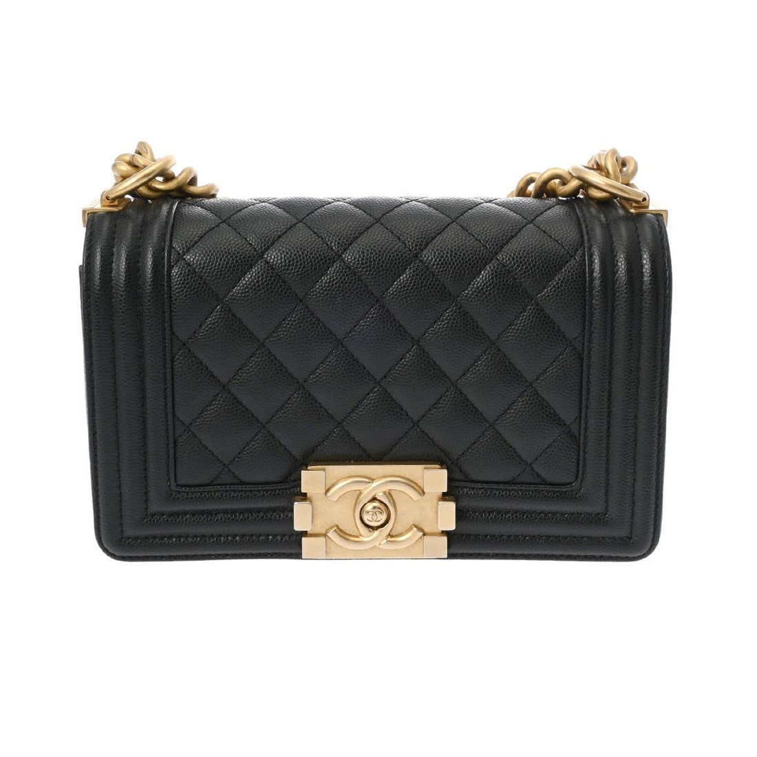CHANEL SMALL HANDBAG BLACK SHOULDER BAG: CHANEL Small Handbag black Shoulder Bag Brand: CHANEL Type/Style: Shoulder Bag Material: Grained calfskin Color: black ? Antique Gold Metal Size: H:about 4.7inch W:about 7.9inch D:about 3.1inch Ac