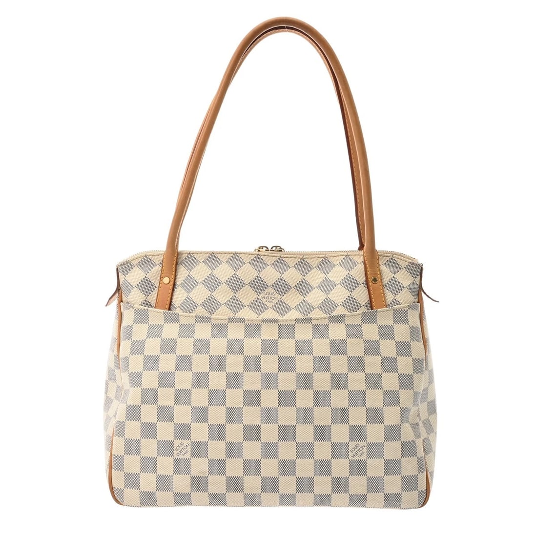 LOUIS VUITTON FIGERI PM DAMIER AZUR CANVAS WHITE: LOUIS VUITTON Figeri PM Damier Azur Canvas white Brand: LOUIS VUITTON Type/Style: Handbag Material: Damier Azur Canvas Color: white ? Gold Metal Size: H:about 10.6inch W:about 12.6inch D:about 5.5inch