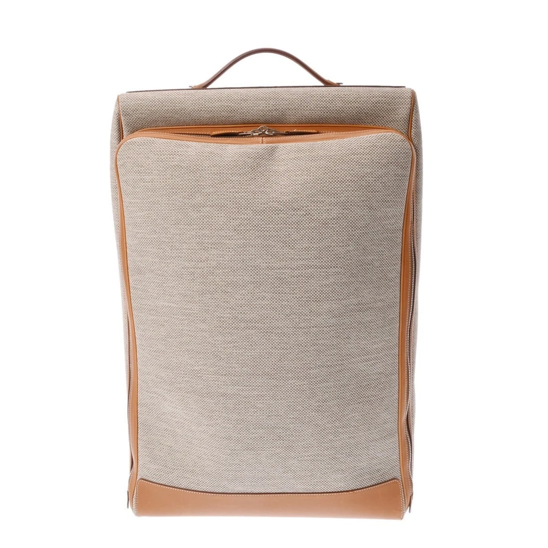HERMES TROLLEY CALECHE CABIN ETOUPE/FAUVE: HERMES Trolley Caleche Cabin Etoupe/Fauve Brand: HERMES Type/Style: Carry Bag Material: Toile H/Veau Barenia Color: Etoupe/Fauve ? SilverMetal Size: H:about 21.7inch W:about 14.2inch D:about 7.3inch
