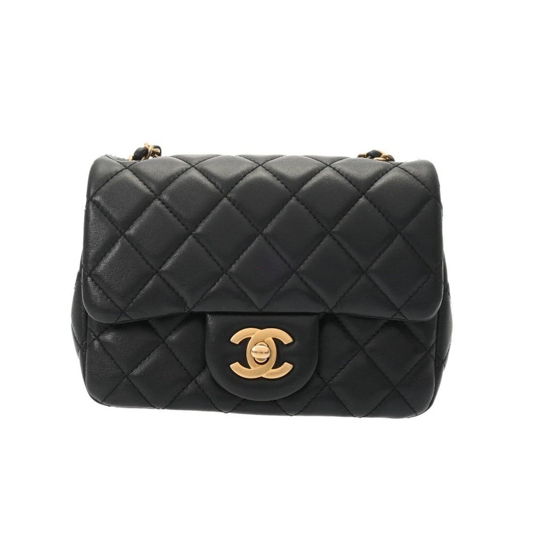 CHANEL MINI FLAP BAG WITH FRILL CHAIN SHOULDER: CHANEL Mini Flap Bag with Frill Chain Shoulder Brand: CHANEL Type/Style: Shoulder Bag Material: lambskin Color: black ? Gold Metal Size: H:about 5.1inch W:about 6.7inch D:about 2.8inch Accessories
